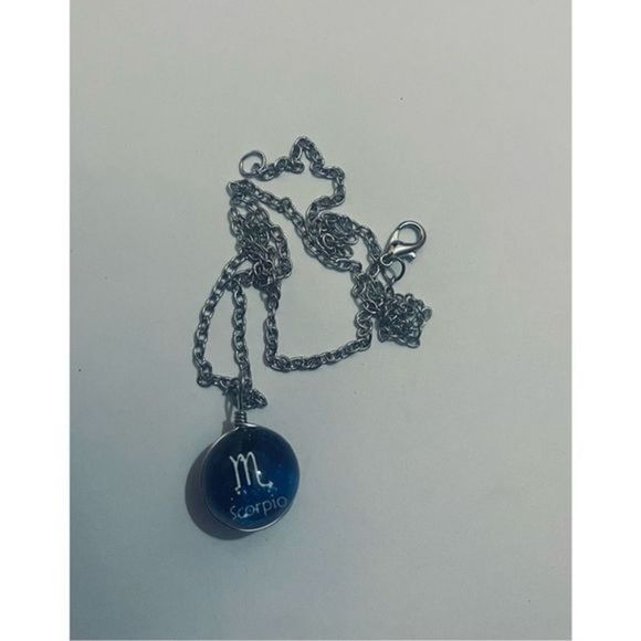 Scorpio BLUE GLOBE ZODIAC STAR SIGN HOROSCOPE NECKLACE - Picture 6 of 9